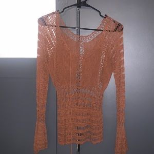 70s vintage handmade crochet knit top